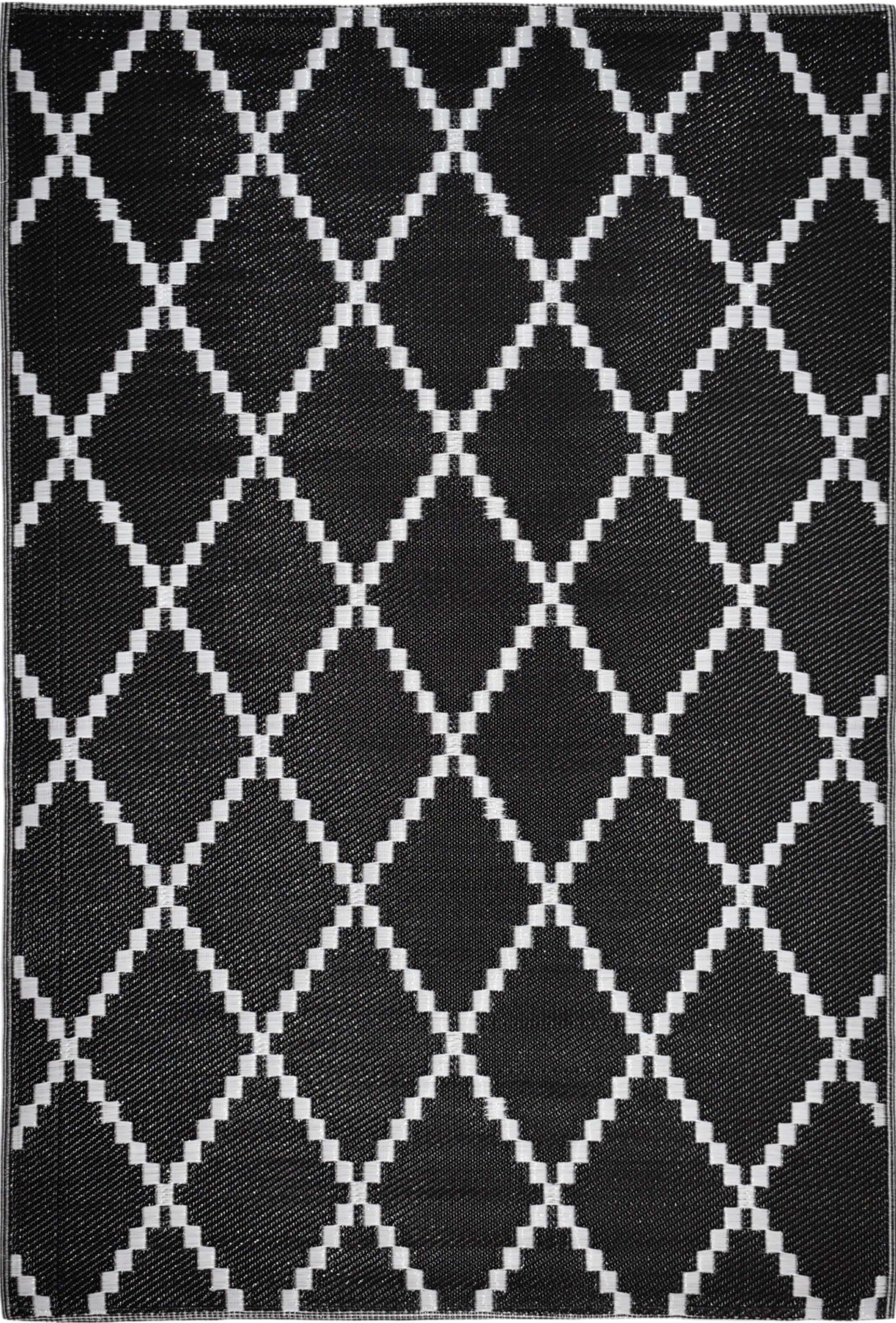 Tapis d'extérieur pour terrasse noir et blanc Nazar rugs