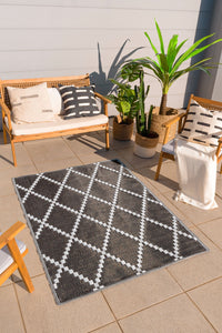 Tapis d'extérieur pour terrasse noir et blanc Nazar rugs