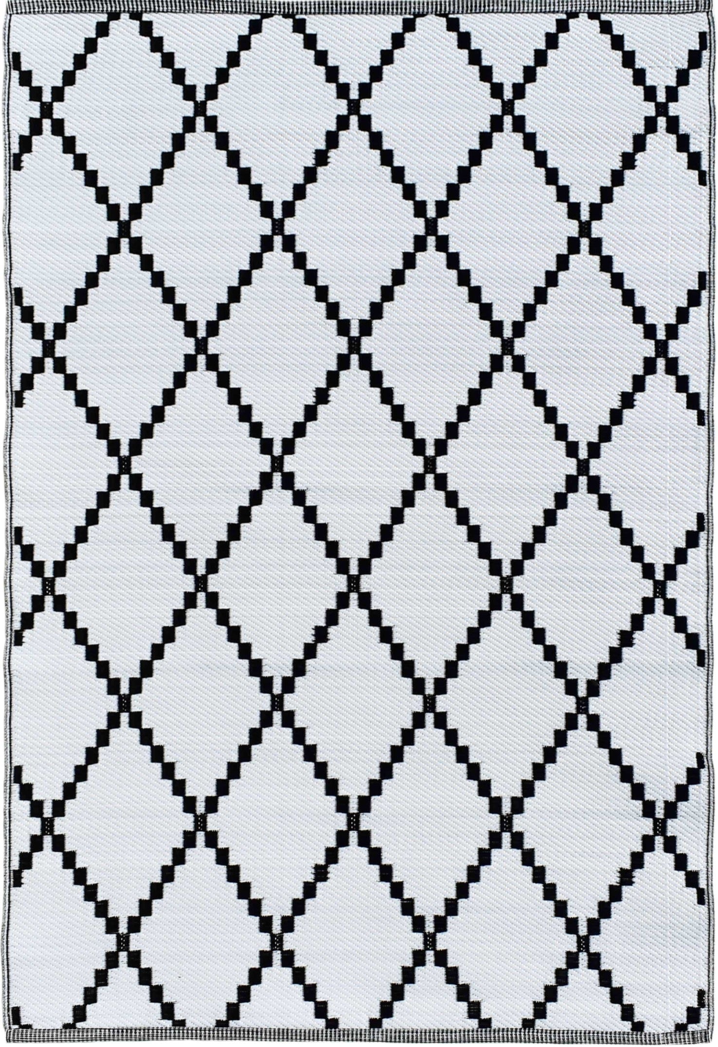 Tapis d'extérieur pour terrasse noir et blanc Nazar rugs