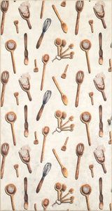 Tapis de cuisine antidérapant blanc motifs ustensiles Nazar rugs