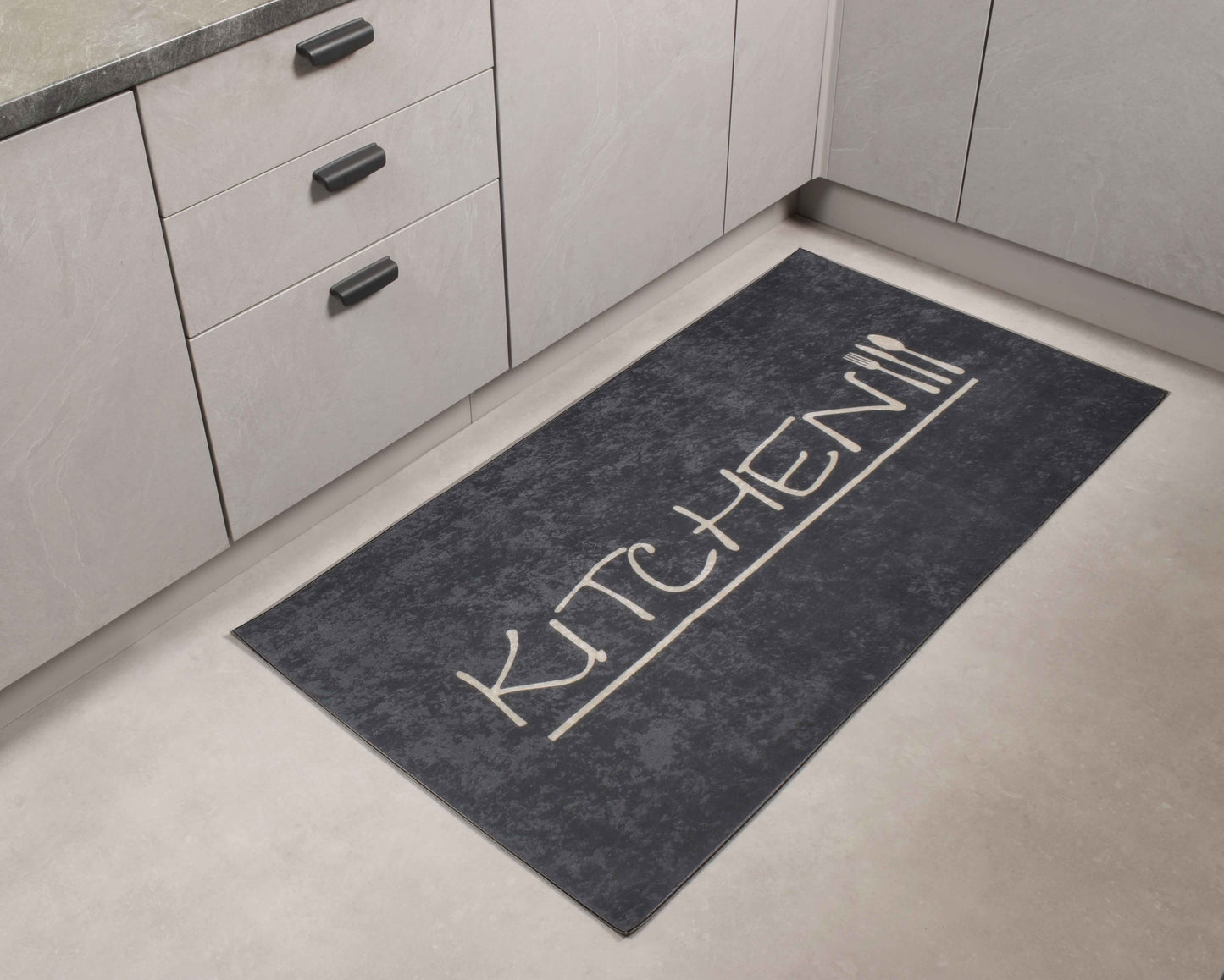 Tapis de cuisine antidérapant kitchen gris anthracite Nazar rugs