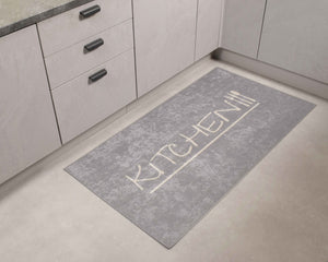 Tapis de cuisine antidérapant kitchen gris clair Nazar rugs
