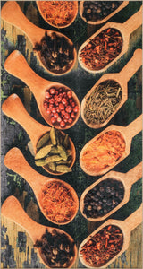 Tapis de cuisine gris motifs épices Nazar rugs