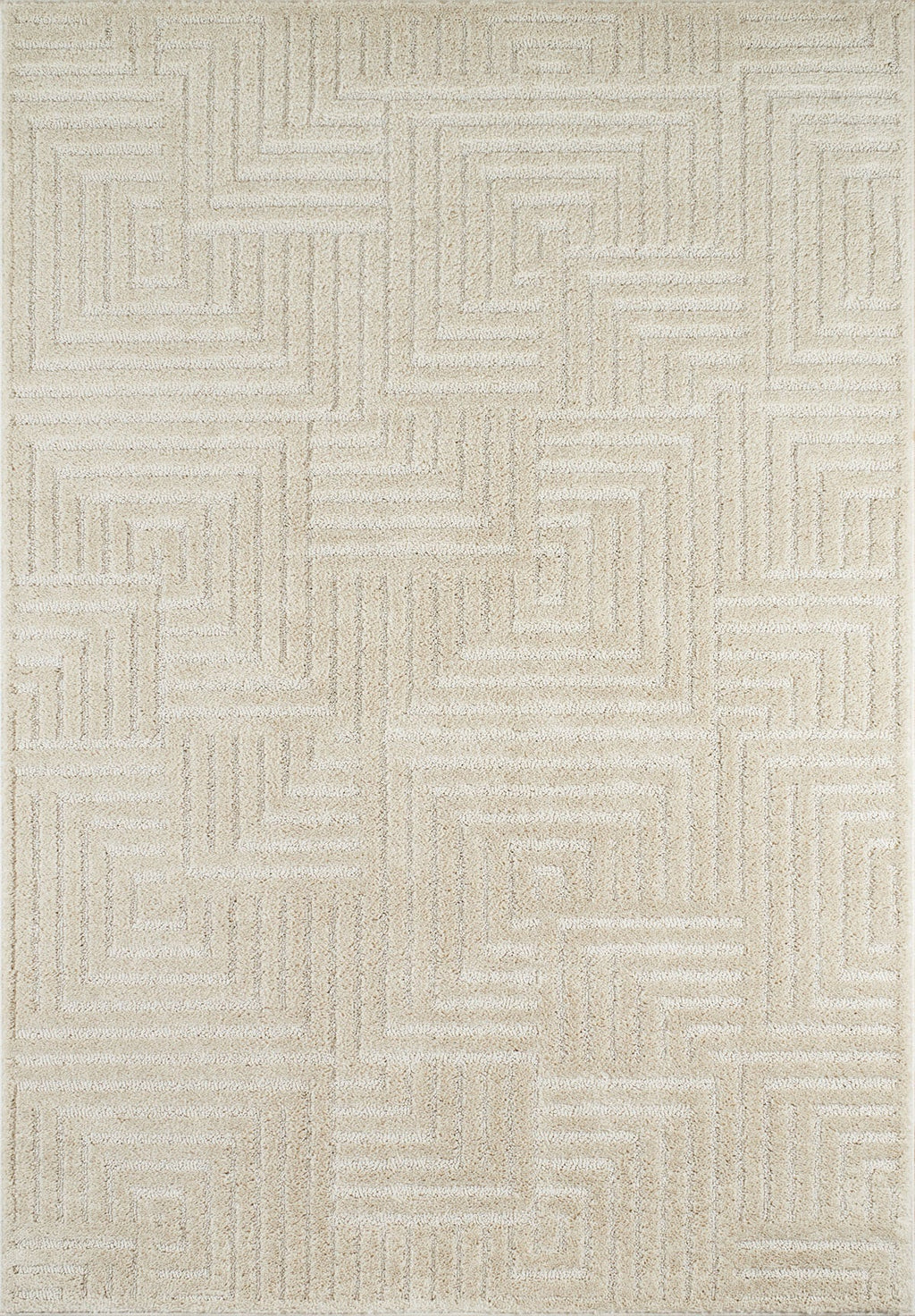 Tapis de salon crème à motif labyrinthe Nazar rugs
