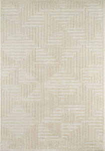 Tapis de salon crème à motif labyrinthe Nazar rugs