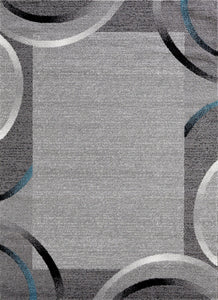 Tapis de salon design graphique bleu et gris Nazar rugs