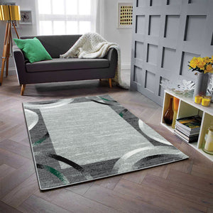 Tapis de salon design graphique vert Nazar rugs