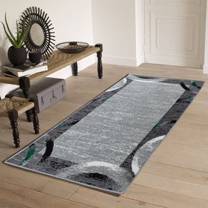 Tapis de salon design graphique vert Nazar rugs
