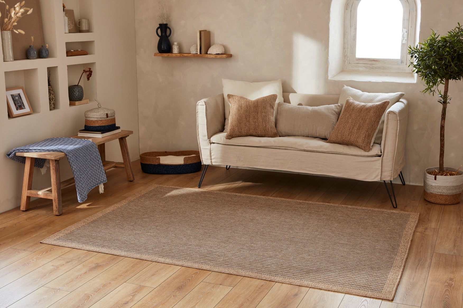 Tapis de salon effet jute naturel Nazar rugs