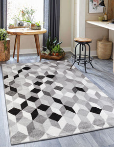 Tapis de salon gris à motif géométrique Nazar rugs