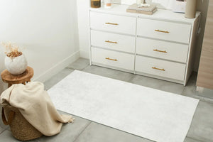 Tapis de salon lavable en machine motif uni crème Nazar rugs