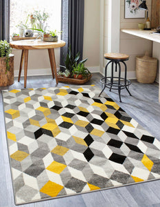Tapis de salon moderne graphique jaune Nazar rugs