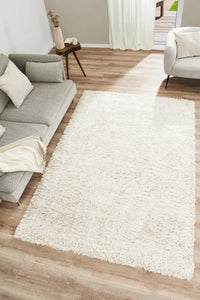Tapis doux à poils longs blanc Nazar rugs