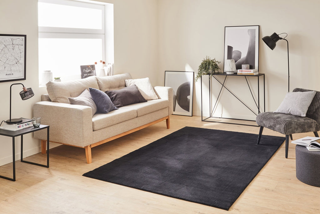 Tapis doux à poils longs noir Nazar rugs