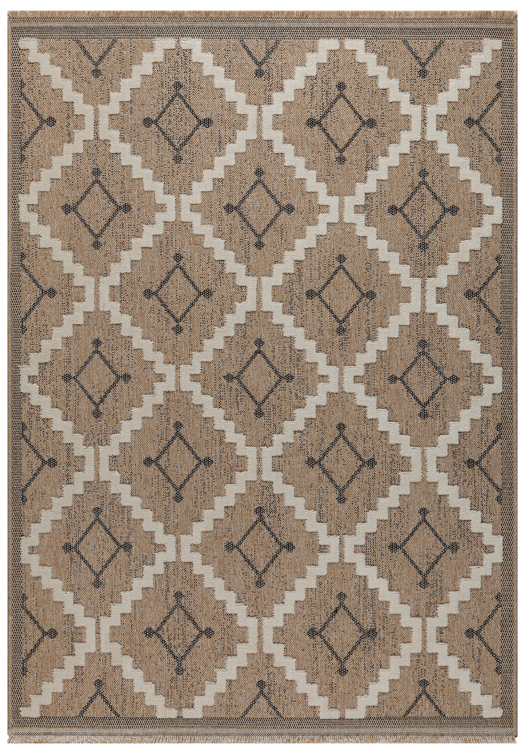 TULUM - tapis de salon - intérieur et extérieur noir - aspect jute  motifs  losanges  : TUL9041NOI - Nazar rugs