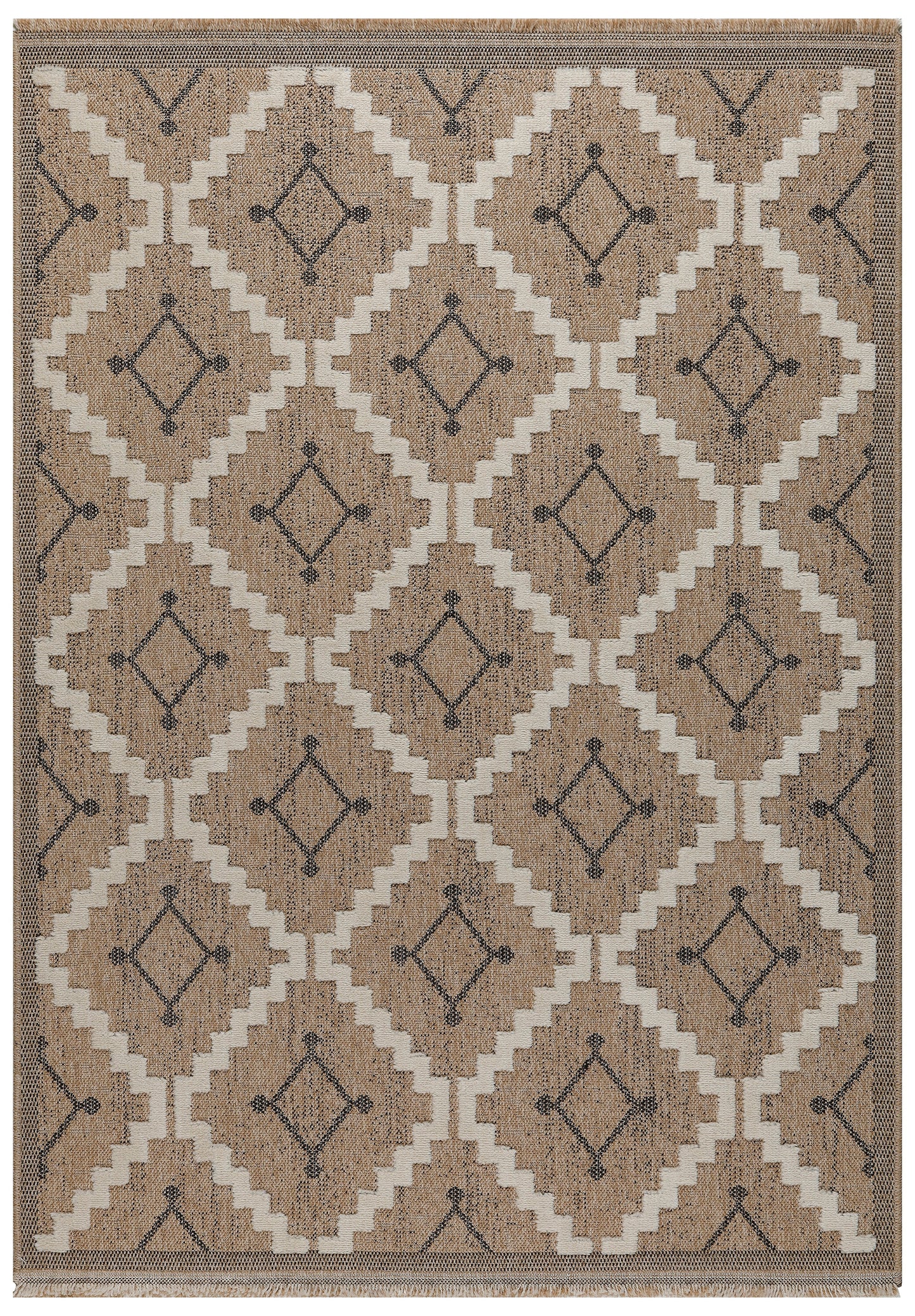 TULUM - tapis de salon - intérieur et extérieur noir - aspect jute  motifs  losanges  : TUL9041NOI - Nazar rugs