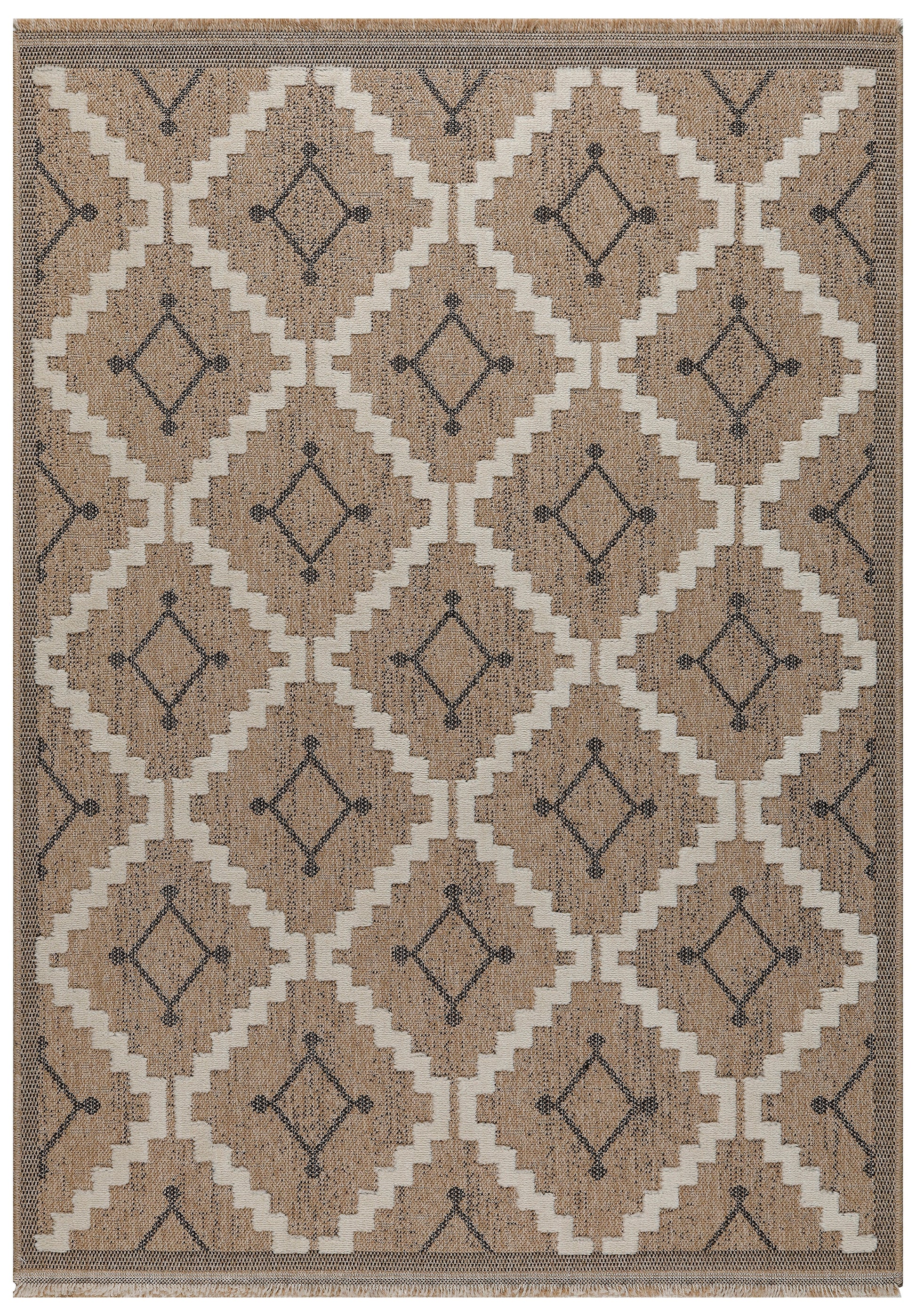 TULUM - tapis de salon - intérieur et extérieur noir - aspect jute  motifs  losanges  : TUL9041NOI - Nazar rugs