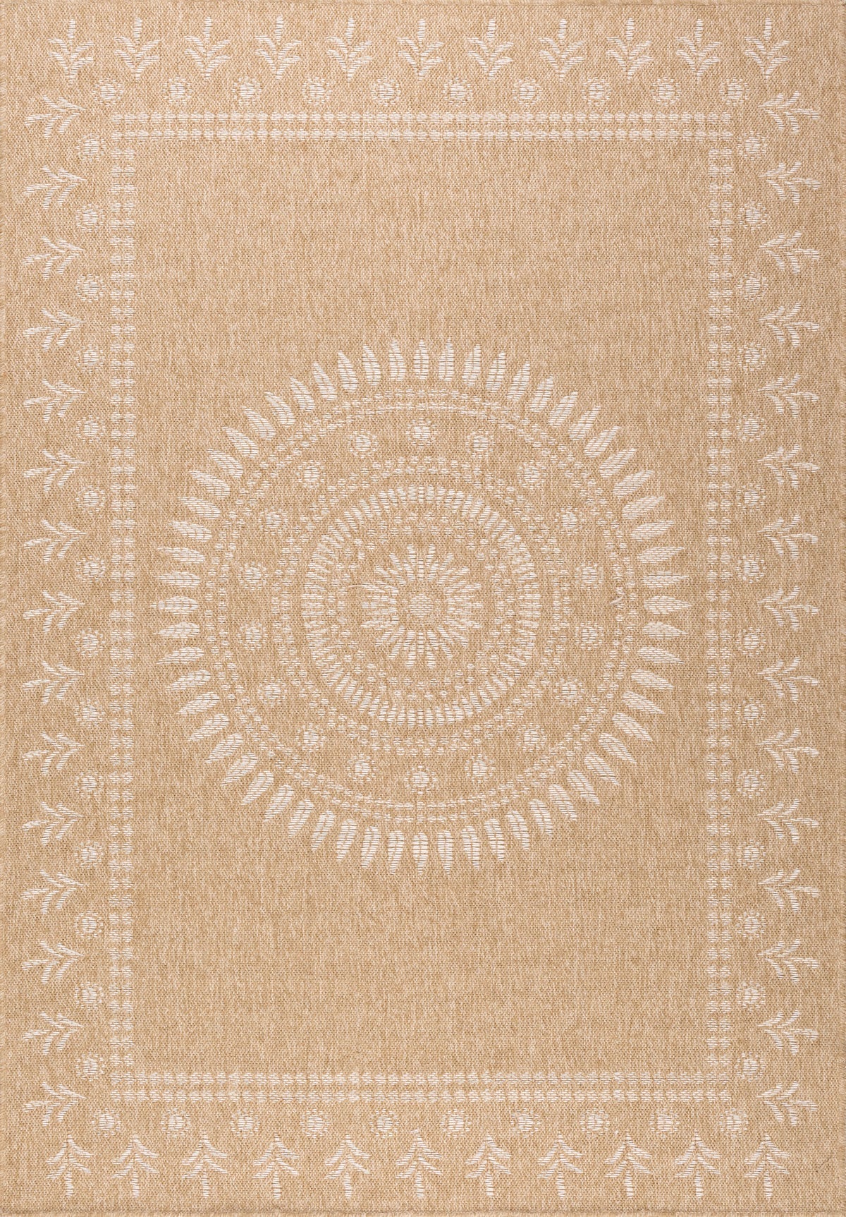 Tapis effet jute naturel à motif oriental  blanc Nazar rugs