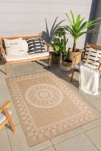 Tapis effet jute naturel à motif oriental  blanc Nazar rugs