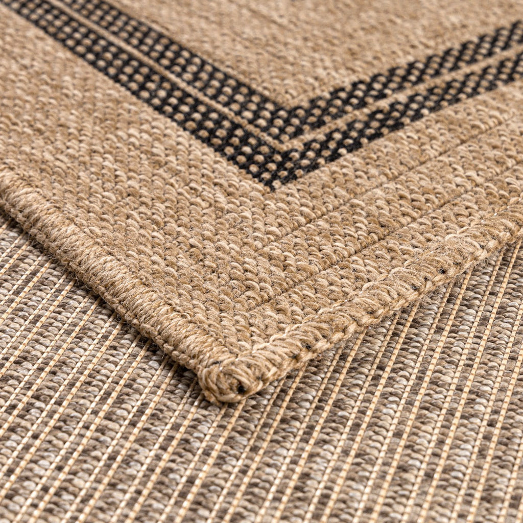 Tapis effet jute naturel à motif rectangulaire noir Nazar rugs