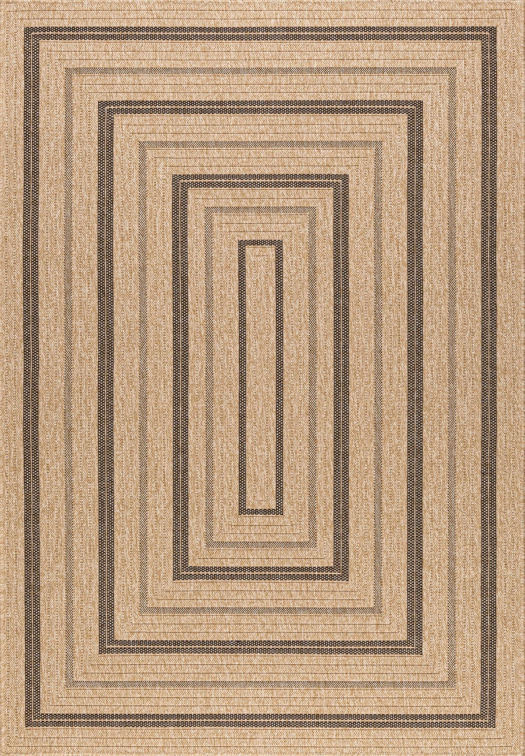 Tapis effet jute naturel à motif rectangulaire noir Nazar rugs