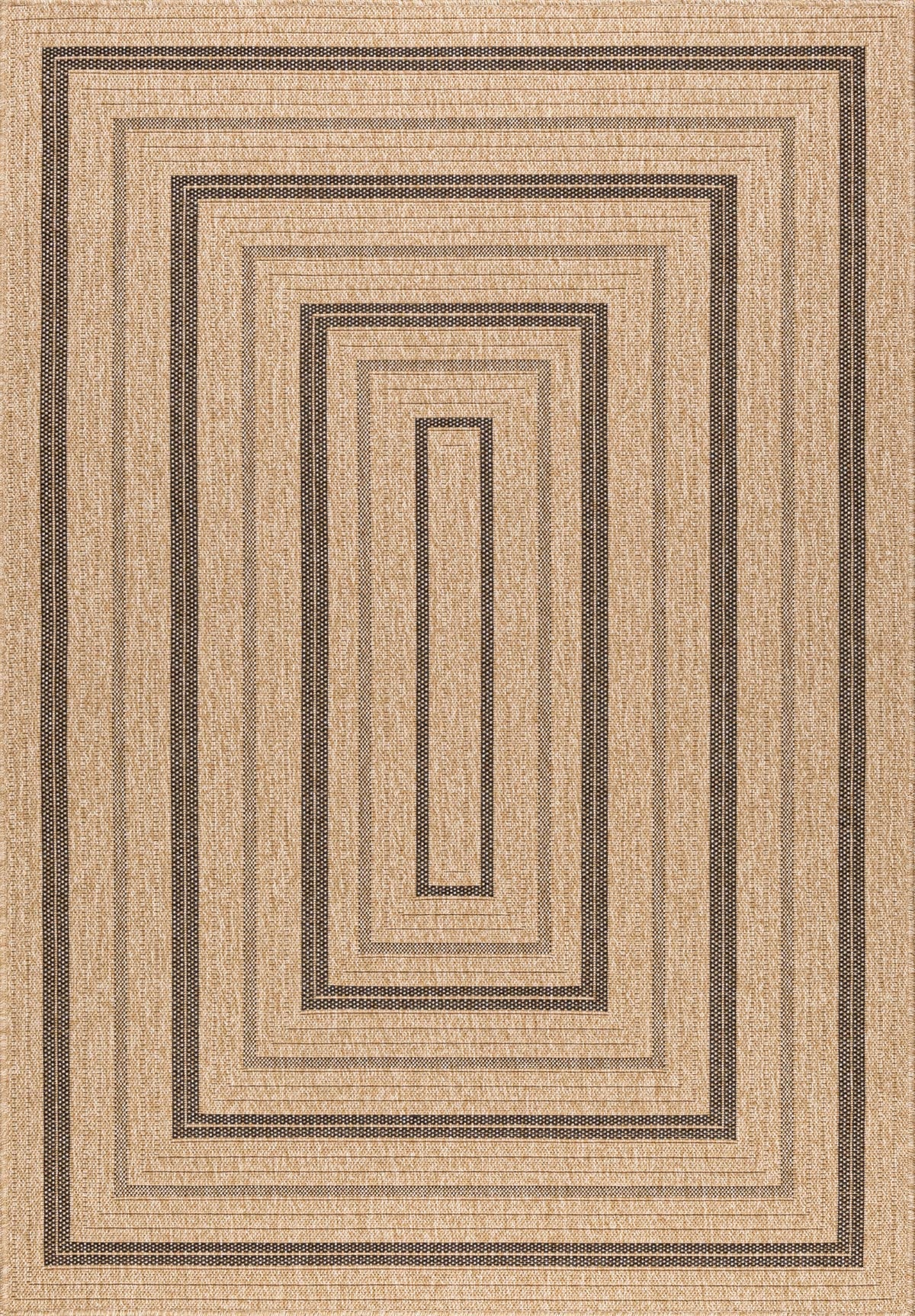 Tapis effet jute naturel à motif rectangulaire noir Nazar rugs