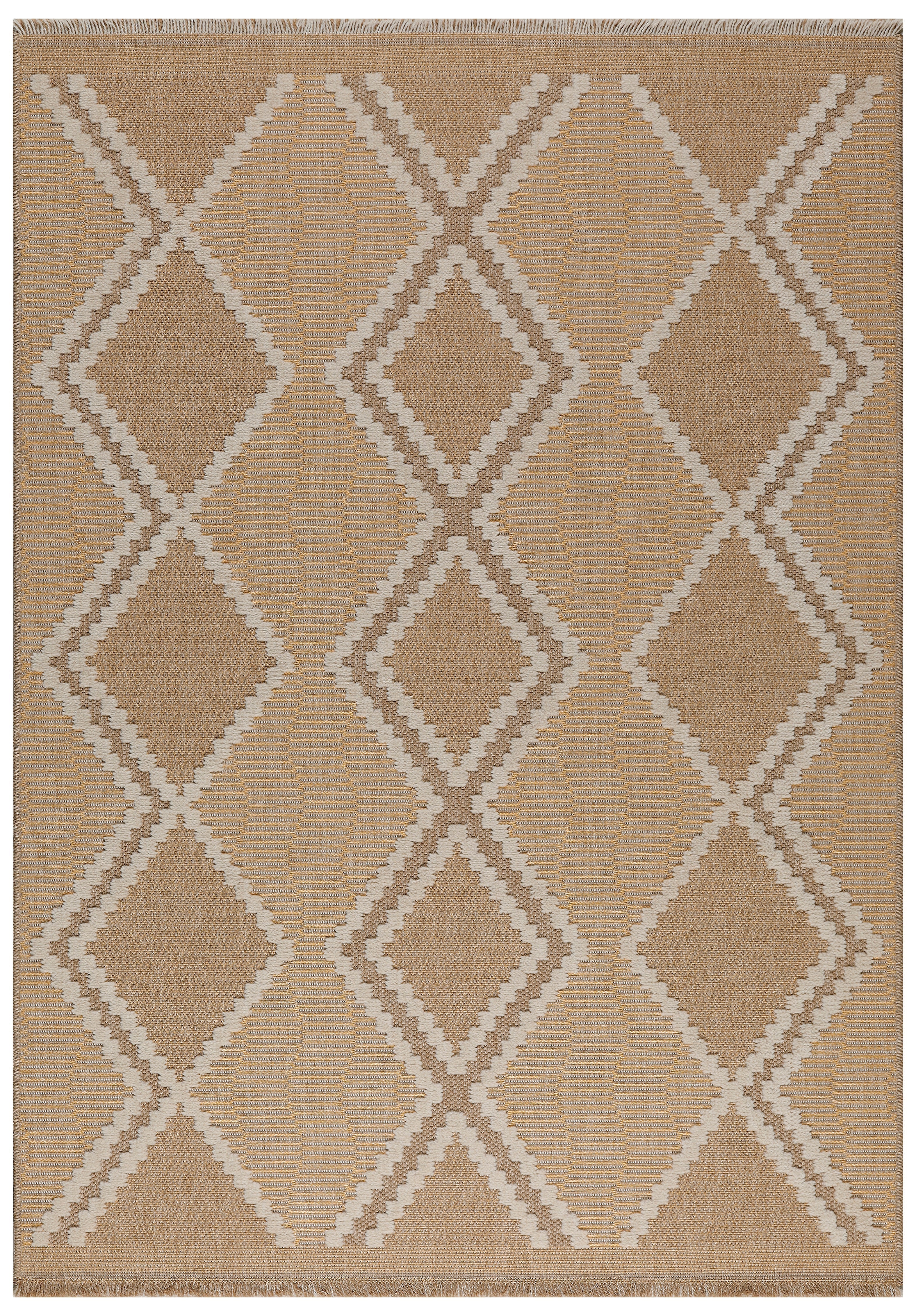 TULUM - tapis de salon - intérieur et extérieur jaune - aspect jute  motifs géométriques: TUL9048JAU - Nazar rugs