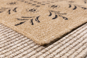 Tapis effet jute naturel motifs orientaux noirs : NAT8874NOI - Nazar rugs 