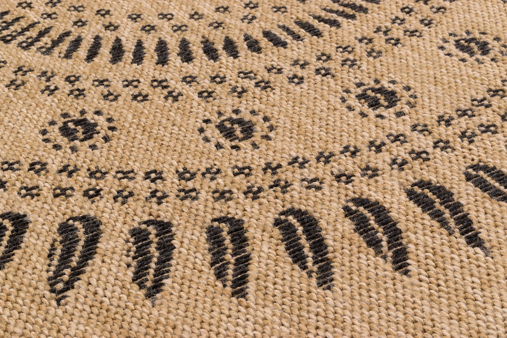 Tapis effet jute naturel motifs orientaux noirs : NAT8874NOI - Nazar rugs
