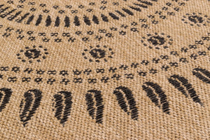 Tapis effet jute naturel motifs orientaux noirs : NAT8874NOI - Nazar rugs 