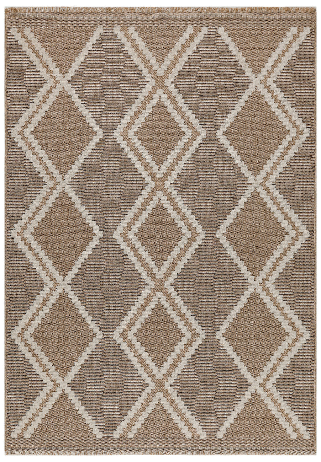 TULUM - tapis de salon - intérieur et extérieur marron - aspect jute  motifs géométriques : TUL9048MAR - Nazar rugs