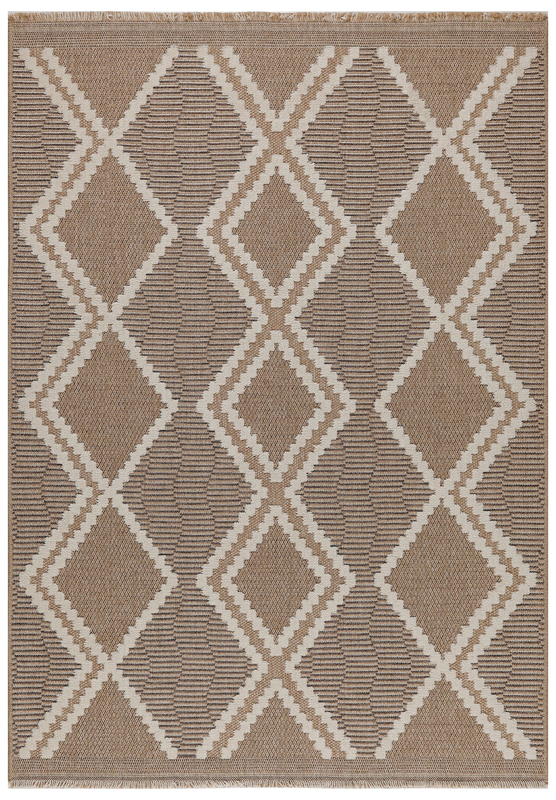 TULUM - tapis de salon - intérieur et extérieur marron - aspect jute  motifs géométriques : TUL9048MAR - Nazar rugs