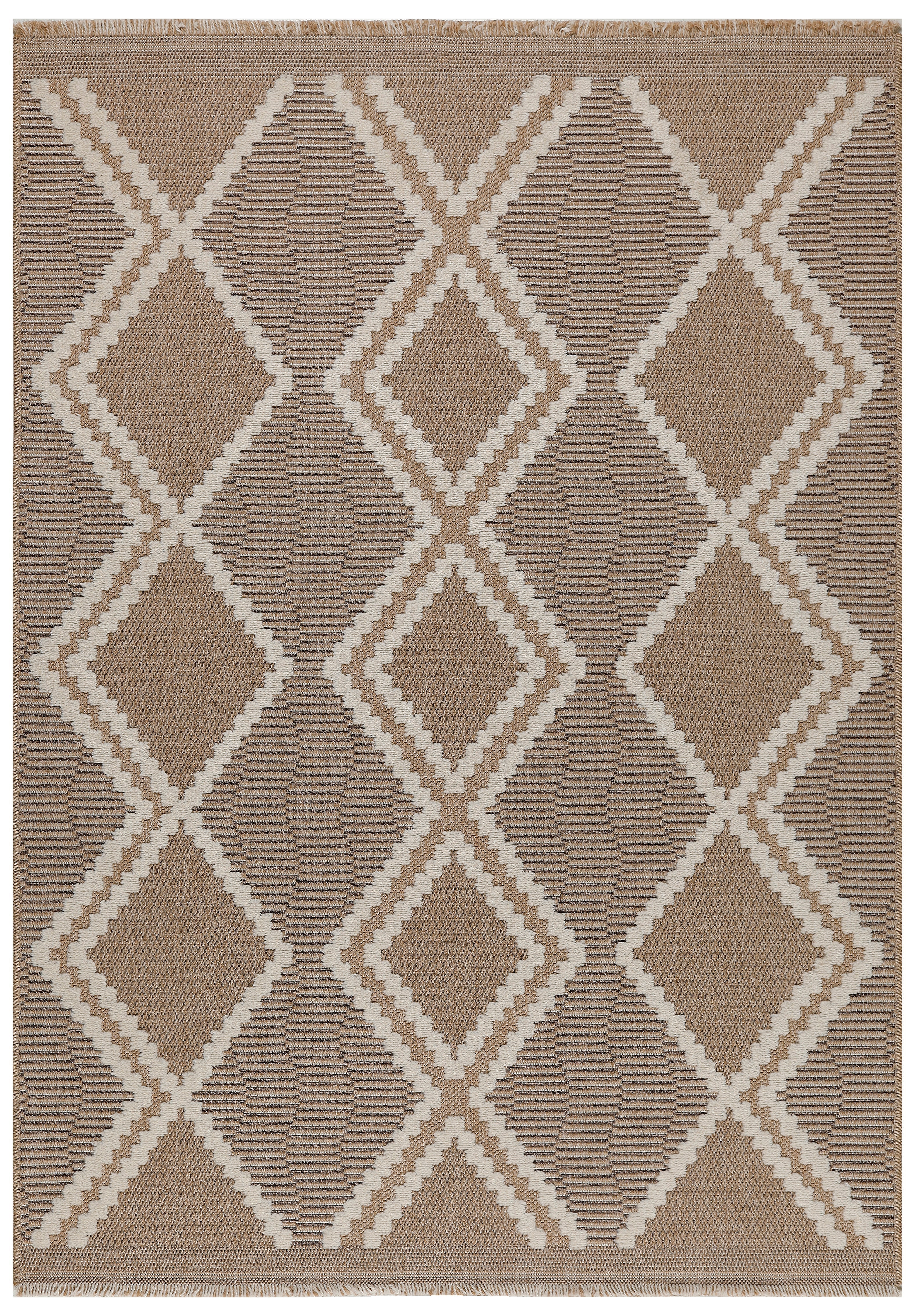 TULUM - tapis de salon - intérieur et extérieur marron - aspect jute  motifs géométriques : TUL9048MAR - Nazar rugs