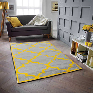 Tapis en laine artificielle  jaune et gris Nazar rugs