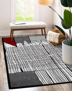 Tapis en laine artificielle motif graphique rouge Nazar rugs