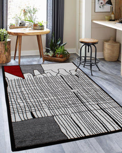 Tapis en laine artificielle motif graphique rouge Nazar rugs