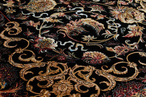 Tapis fait main noir avec motif Nazar rugs