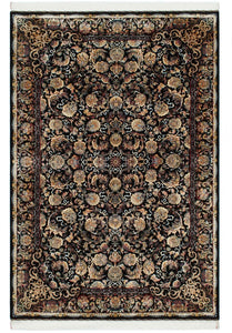 Tapis fait main noir avec motif Nazar rugs