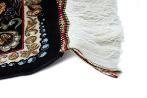 Tapis fait main noir avec motif Nazar rugs