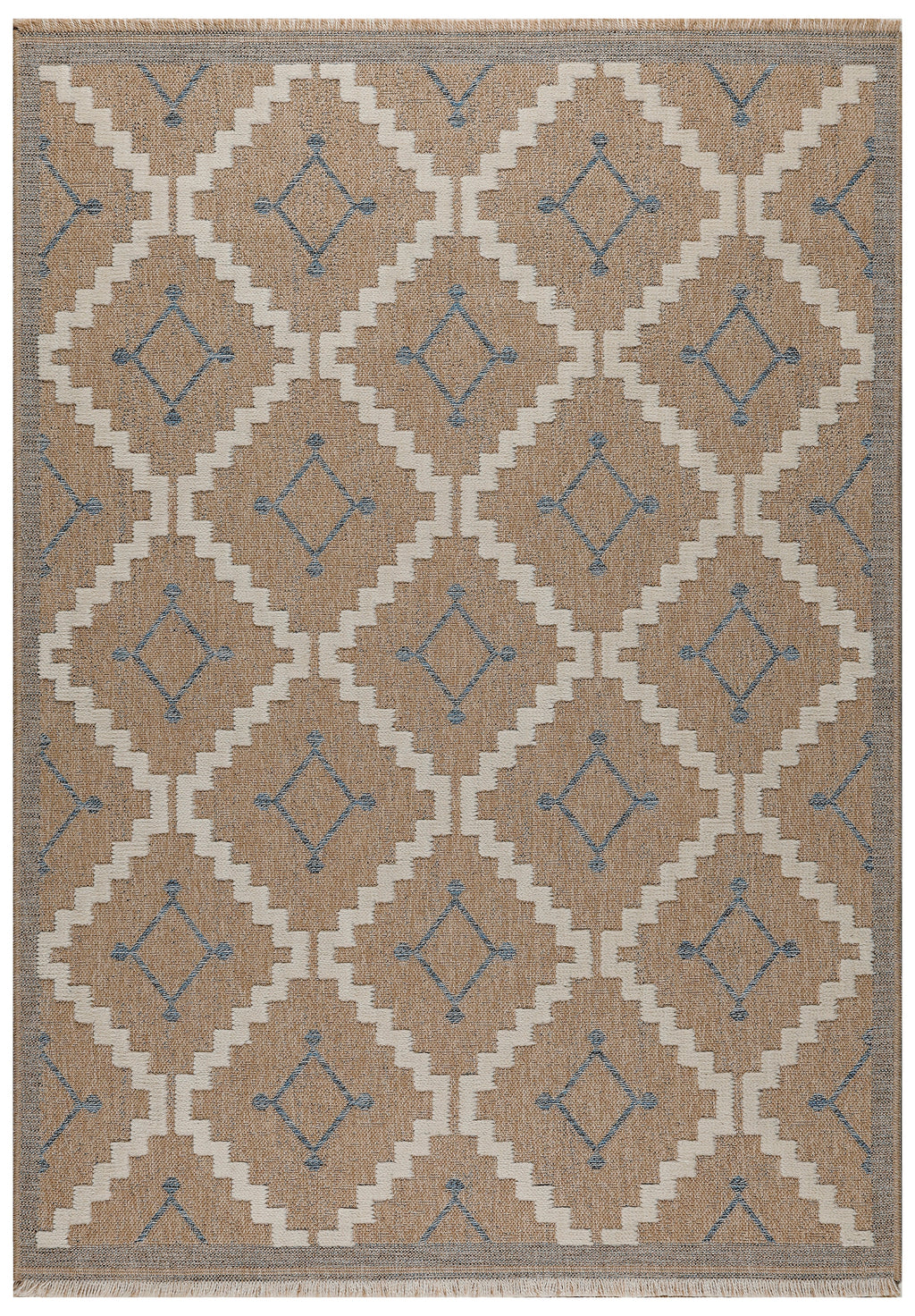 TULUM - tapis de salon - intérieur et extérieur bleu - aspect jute  motifs géométriques : TUL9041BLE - Nazar rugs