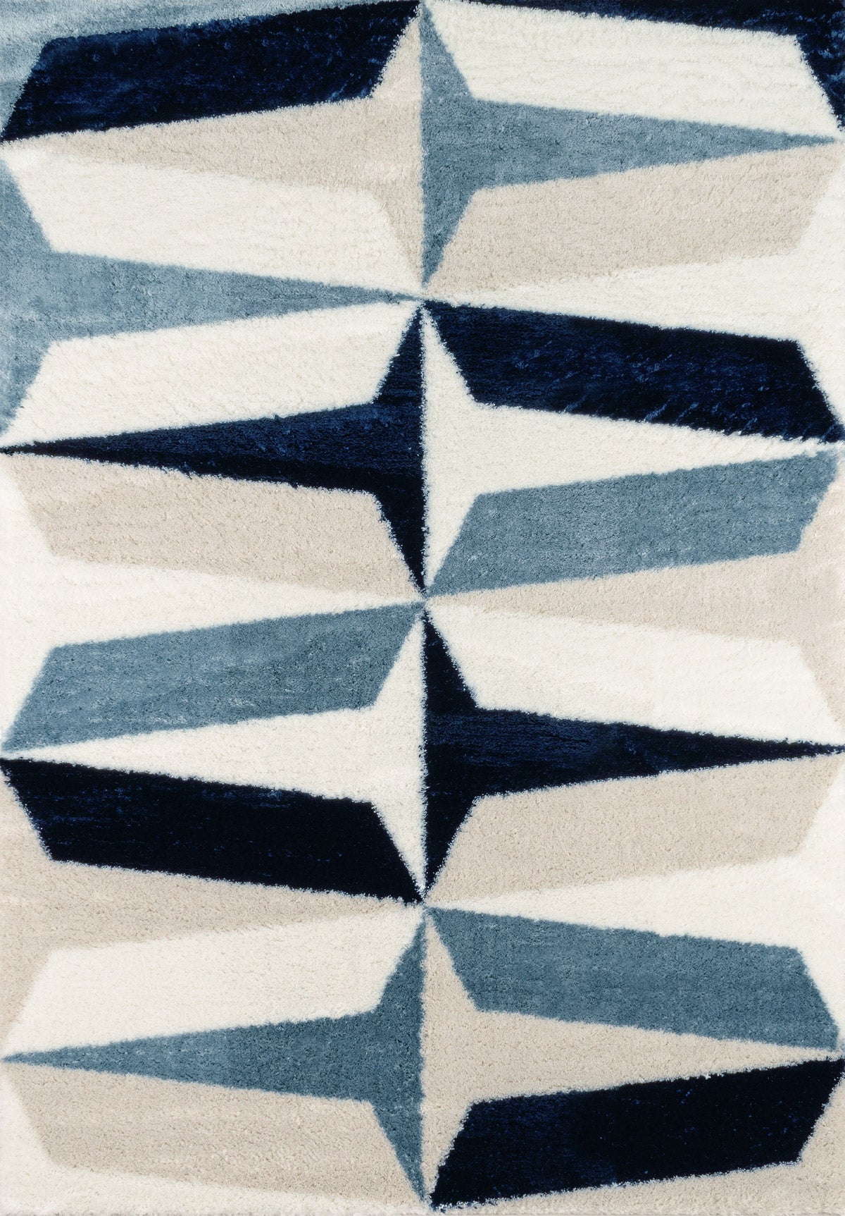 Tapis graphique bleu, ivoire et beige Nazar rugs
