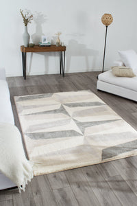Tapis graphique gris, ivoire et beige Nazar rugs