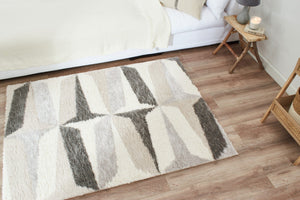 Tapis graphique gris, ivoire et beige Nazar rugs