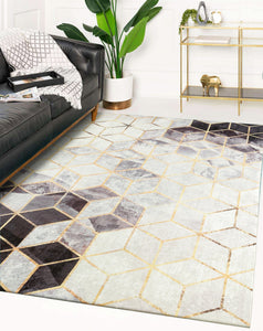 Tapis graphique lavable en machine motifs géométriques Nazar rugs