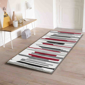 Tapis graphique rouge et blanc Nazar rugs