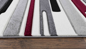 Tapis graphique rouge et blanc Nazar rugs