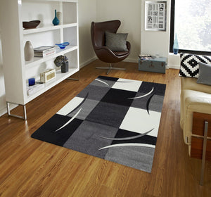 Tapis moderne géométrique gris et noir Nazar rugs