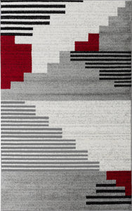 Tapis moderne graphique motif rouge Nazar rugs