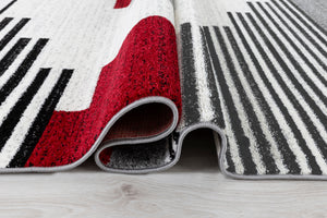 Tapis moderne graphique motif rouge Nazar rugs