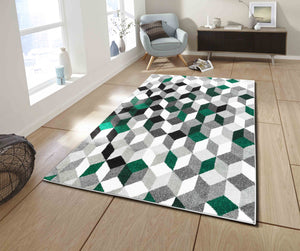 Tapis moderne motif graphique vert Nazar rugs